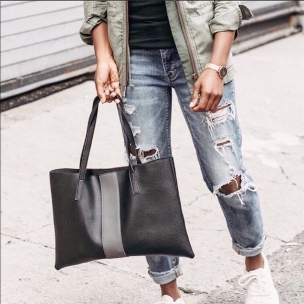 Vince Camuto Luck Tote Black Vegan Leather